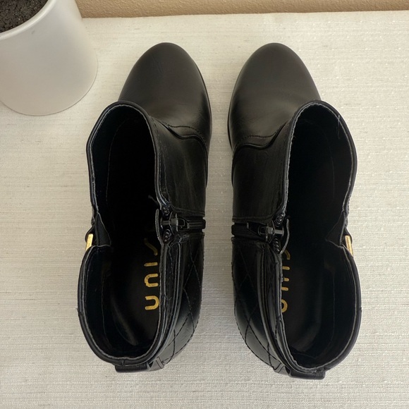 New Unisa Palize 3 Black Quilted Faux Leather Heeled Ankle Boots - Picture 10 of 13